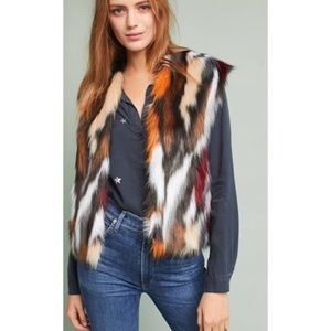 Anthropologie Vivid Faux Fur Vest NEW size M nwt